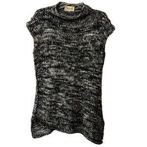 Cleobella Mock Neck Sleeveless Textured Knit Asymetric Sweater Tunic S Marbled